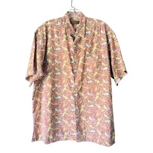 Tori Richard Button Down Shirt Men Medium Brown Koi Fish Hawaii Cotton